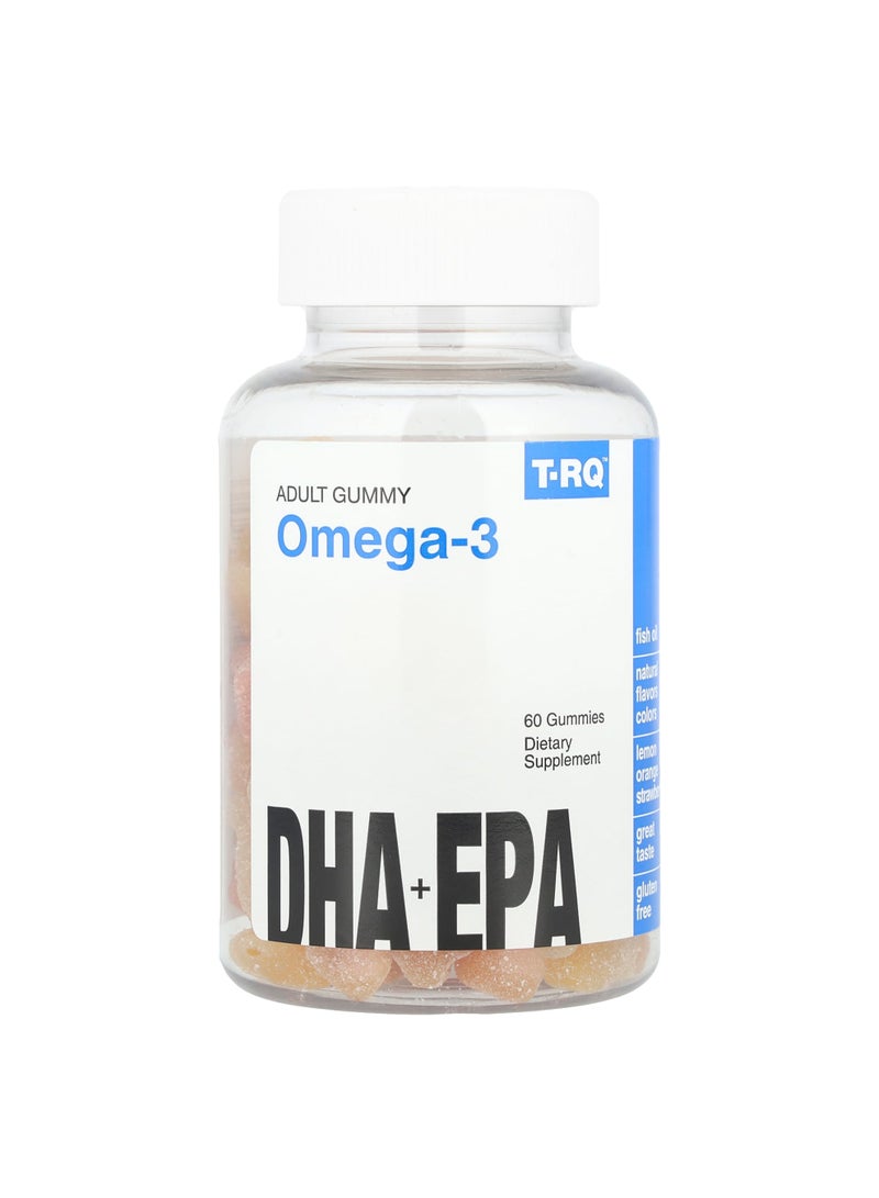 Adult Gummy Omega-3, DHA + EPA, Lemon, Orange, Strawberry, 60 Gummies